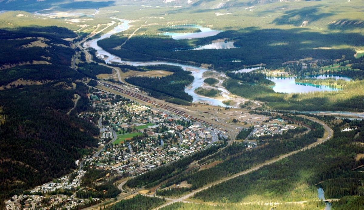 View of Jasper from the Jasper Tramway, Alberta, Canada               