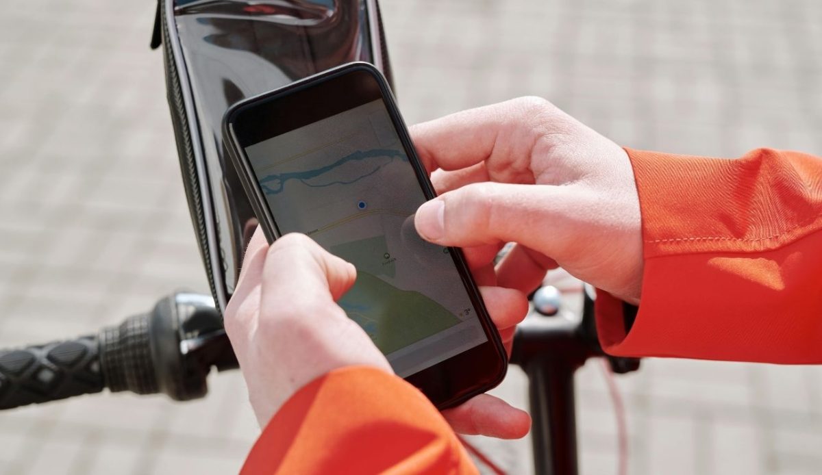 A Person is checking route map using Smartphone                      