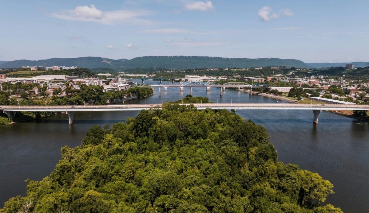 Aerial View of Chattanooga, Tennessee Bridges                    