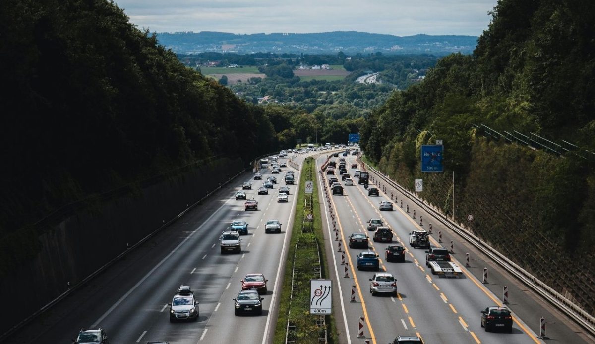 Busy Autobahn in Herford, Germany                                