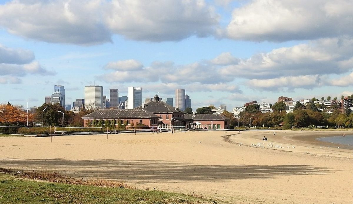 Carson Beach, Fall 2019, With the Boston Financial District in the background, South Boston                        