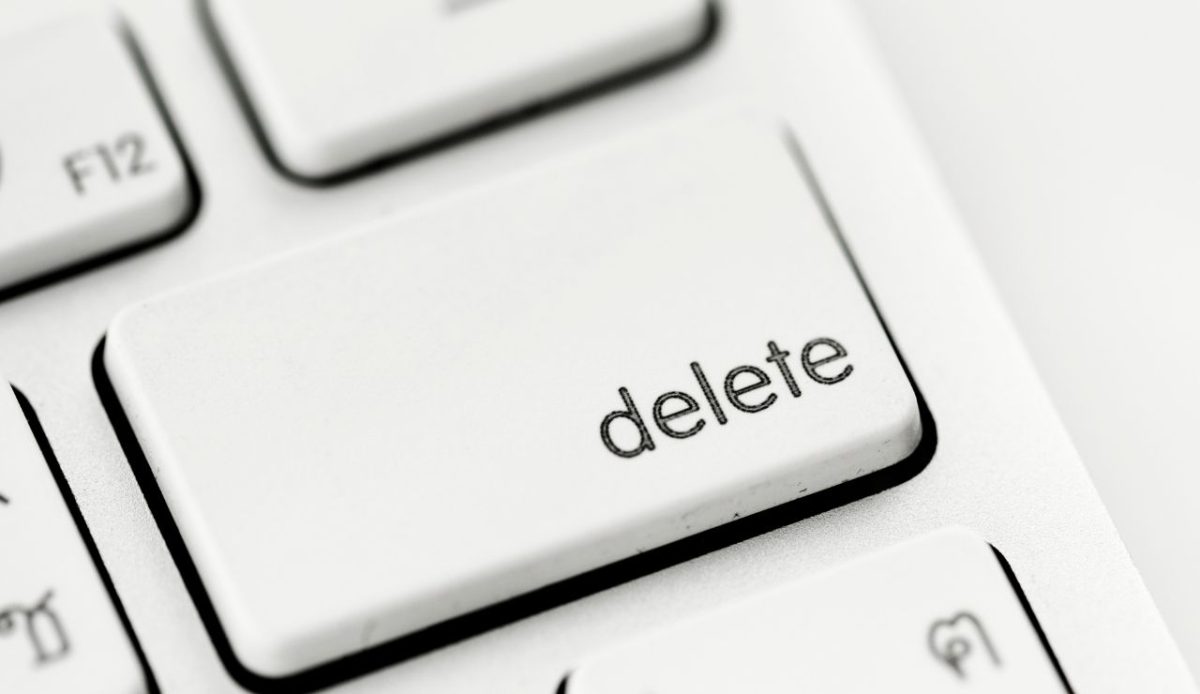 Closeup of computer keyboard showing delete button                