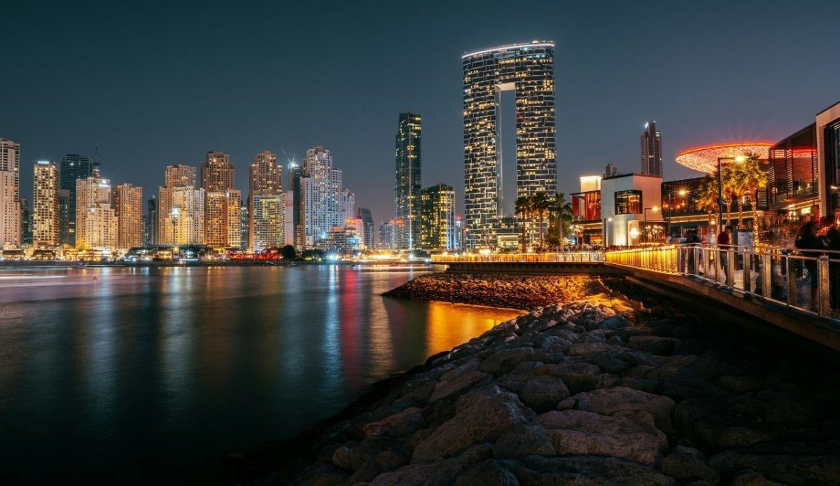 Dubai, United Arab Emirates – Skyscrapers and Desert Night    