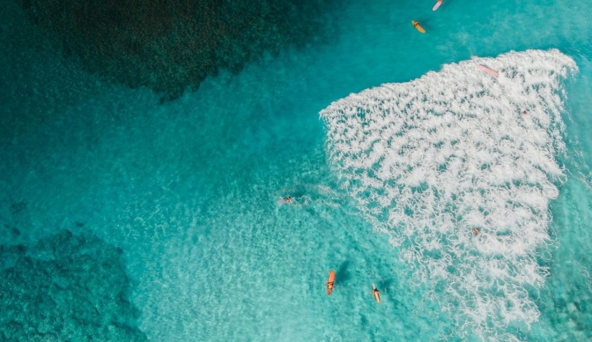People on Surfboards Swimming in Turquoise Ocean