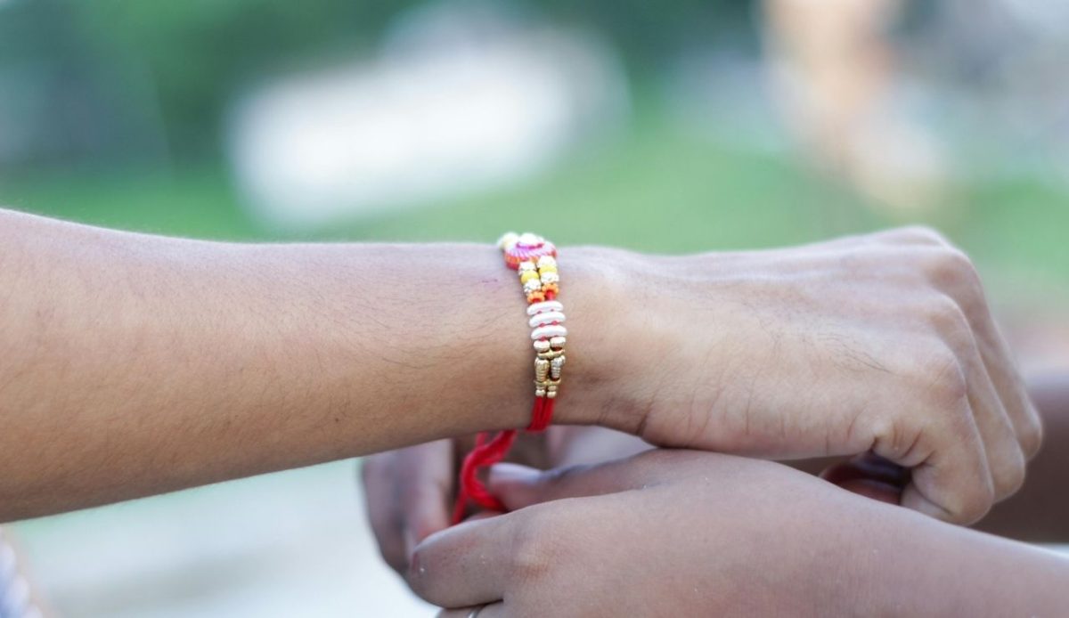 Person Wearing a Bracelet to another person              