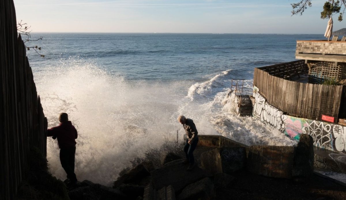 Sneaker wave at Bolinas, California                     