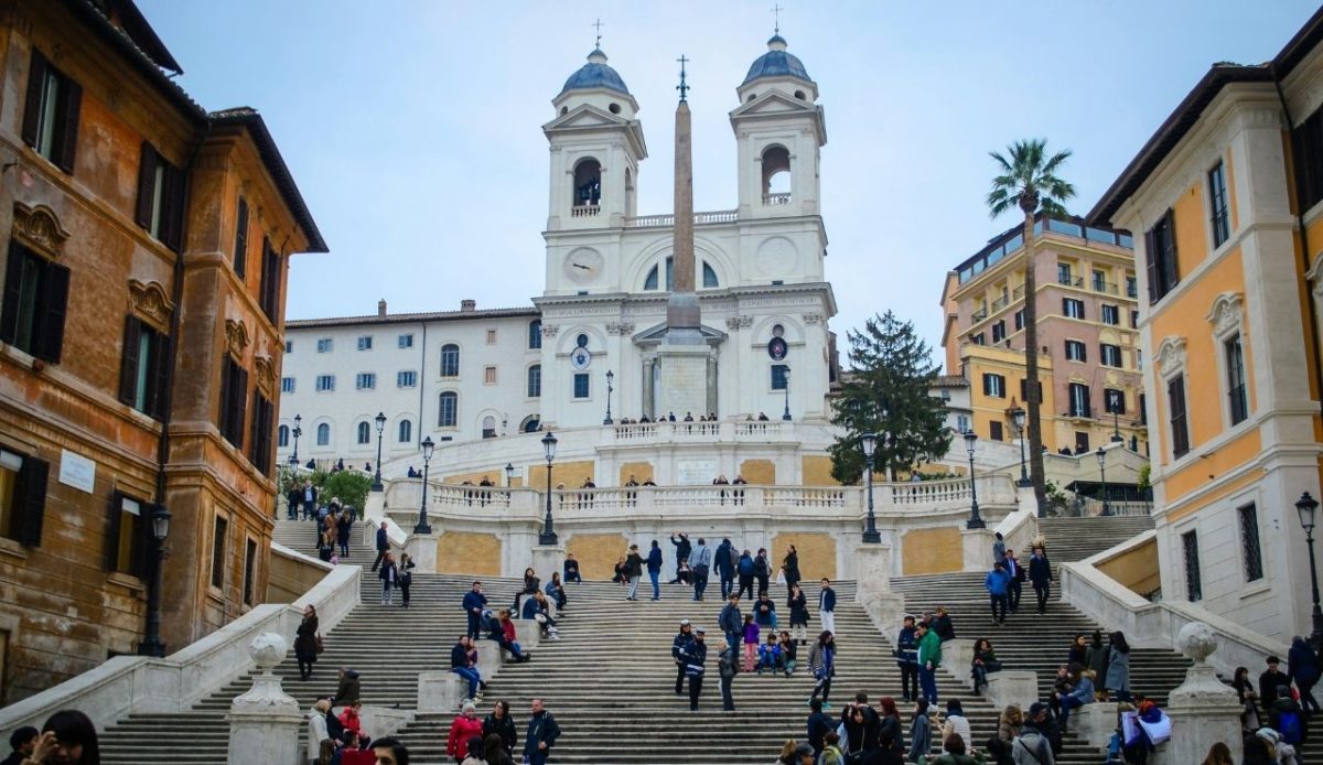Spanish Steps and Trinità dei Monti church, Rome, Italy                            