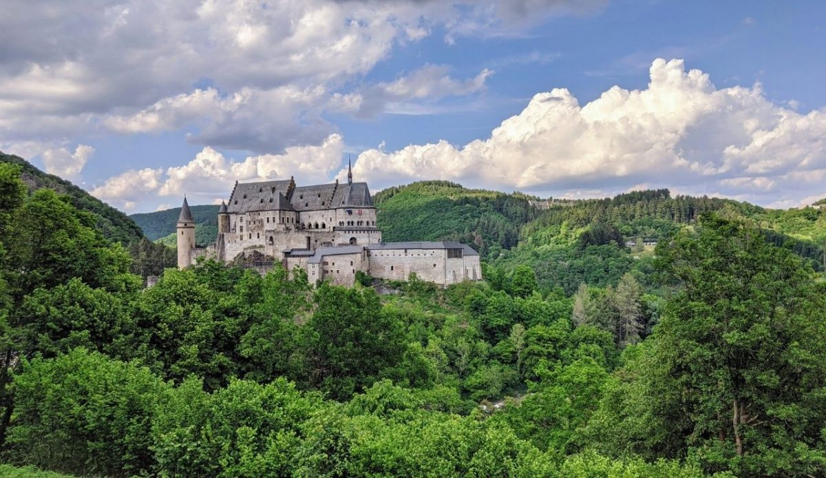 Vianden's Castle (Vianden, Luxembourg) view from afar                         