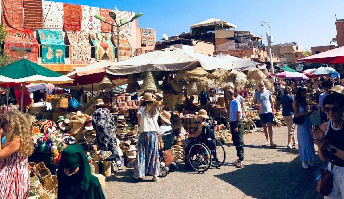 Vibrant Outdoor Market in Moroccan City                    