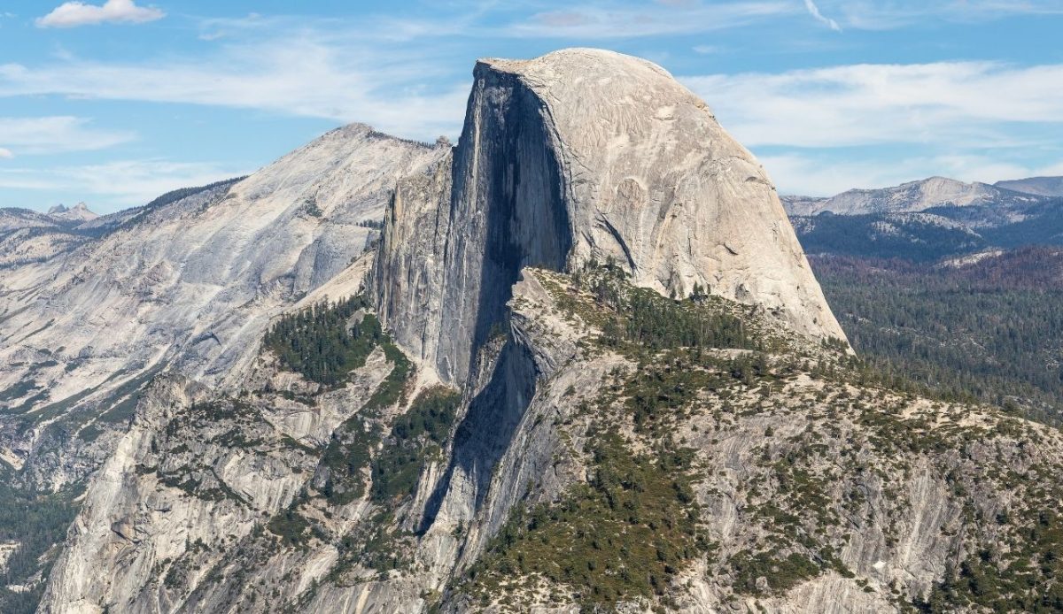 View from Glacier Point on Half Dome in Yosemite National Park, California, USA.                     