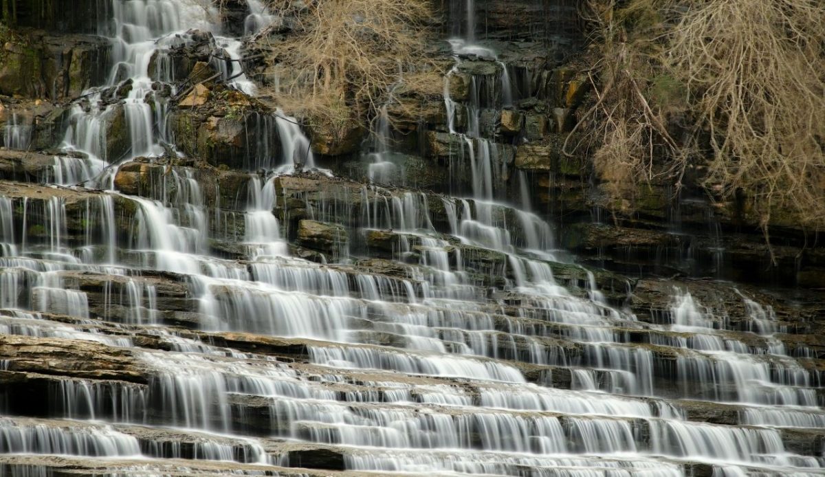 Waterfall in the Rock Island State Park, Tennessee, USA                          