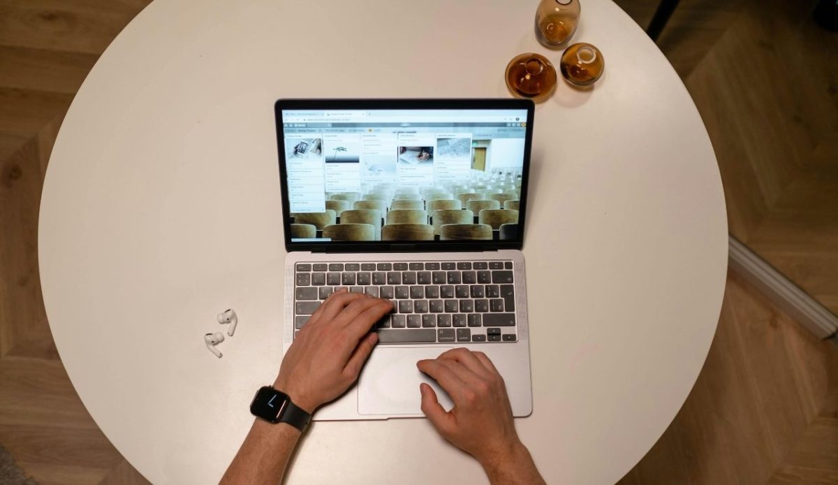 a person is using laptop                 