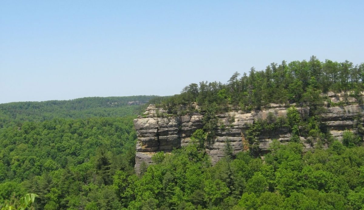 chimney top rock from half-moon in Red River Gorge, Kentucky, United States                        