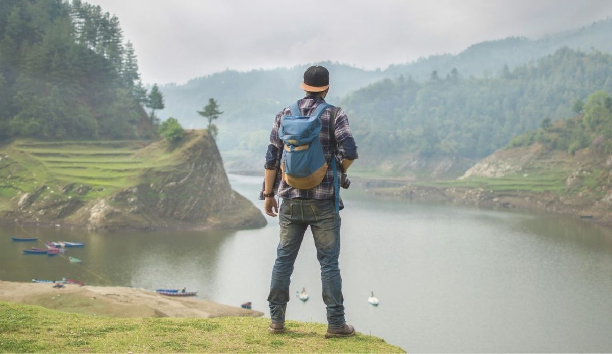 a traveler with bag              
