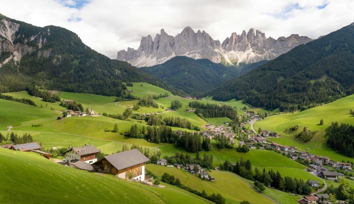 Scenic View of Santa Maddalena, Val di Funes in the Dolomites in Italy                        