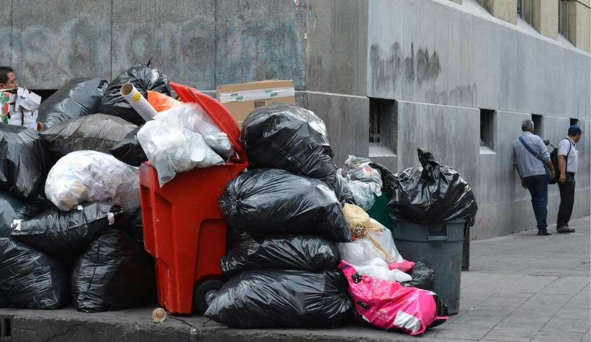 plastic bag of garbage in mexico city, mexico                       