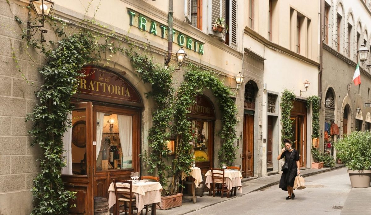 Florence, Italy  Facade of the Trattoria Antico Fattore in Florence, Italy,   