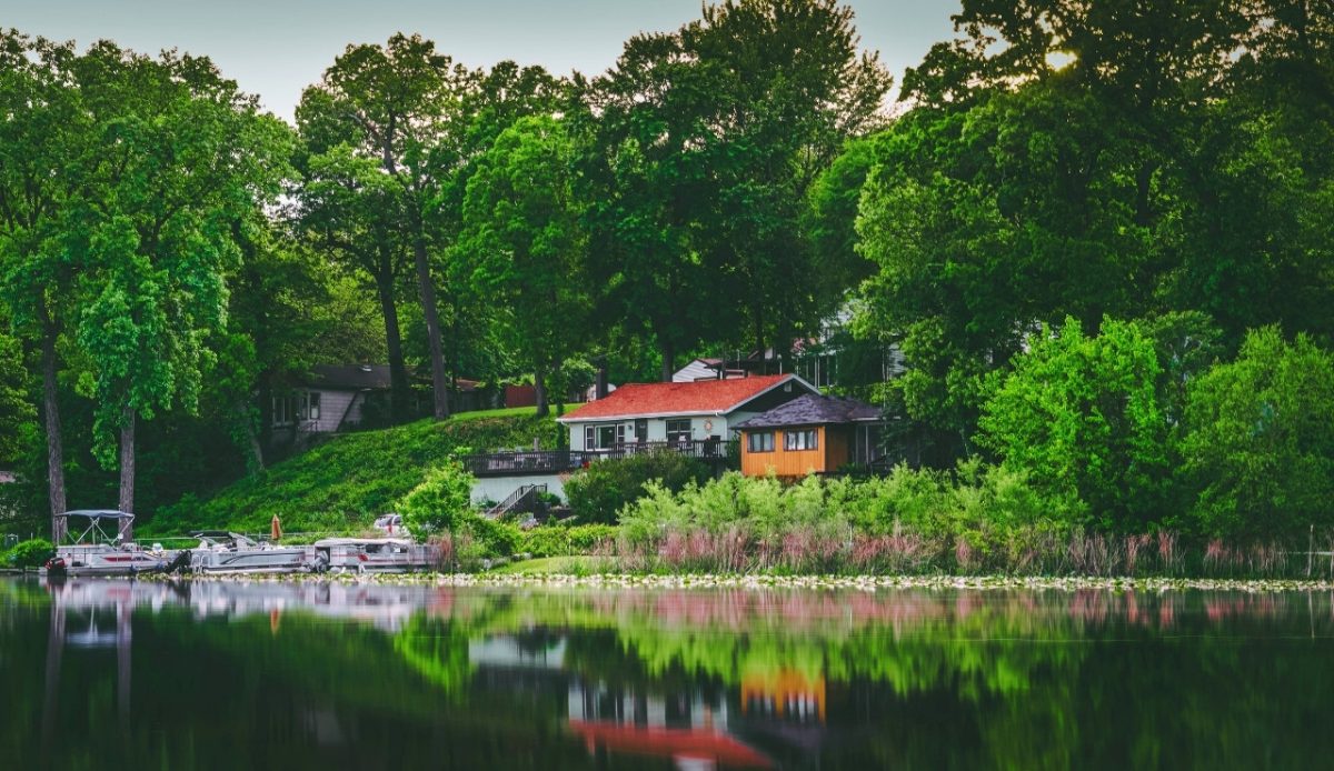 Sunlight reflecting on Lake Superior at Grand Marais, Minnesota 