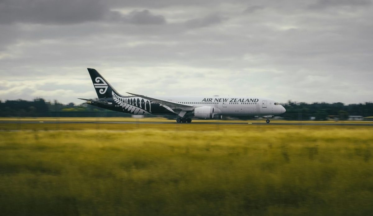 Air New Zealand Boeing 787 Dreamliner taxiing on runway                            