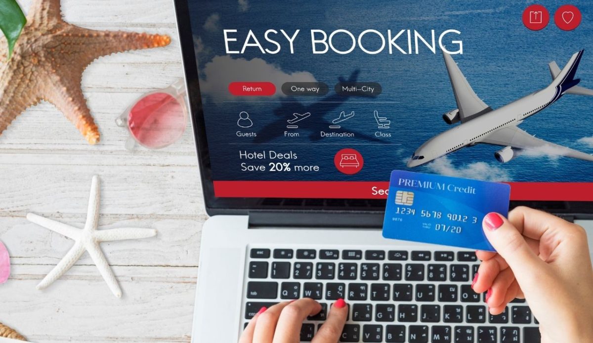 Air ticket flight booking concept                     