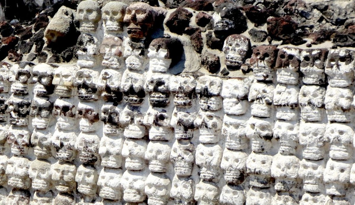 10 Historic Places Linked To Dark Rituals And Disturbing Legends 2 An excavated tzompantli from the Templ Mayor in modern-day Mexico City