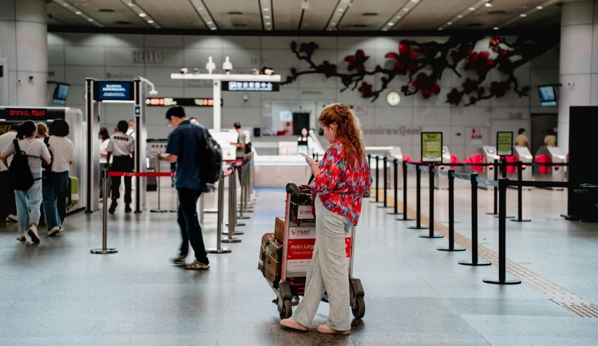 Traveler at Modern Airport Terminal in Guangzhou    