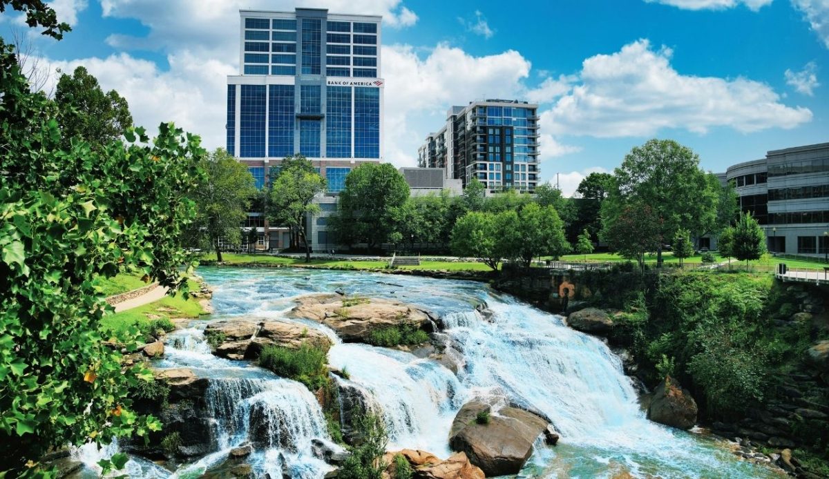 Falls Park on the Reedy, South Main Street, Greenville, South Carolina, USA           