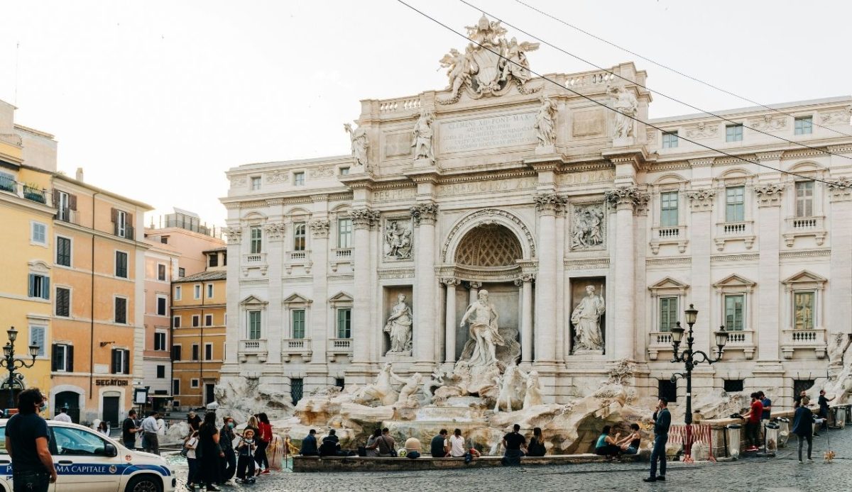 The Trevi Fountain in Rome during lockdown  Piazza di Trevi, Rome, Metropolitan City of Rome, Italy                     