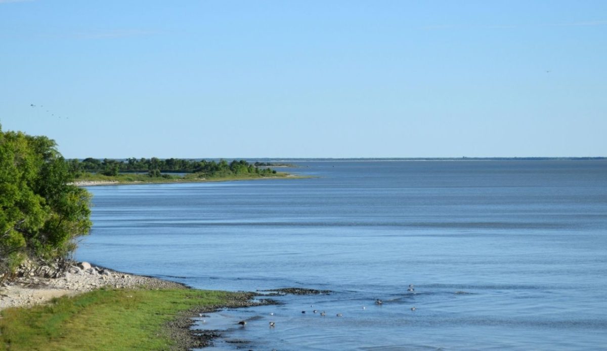 Lake Winnipeg on the coast of Grand Marais, Manitoba, Canada.                          