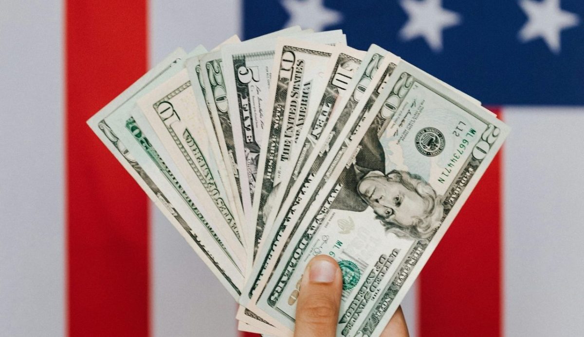 person with US dollars in hand                        
