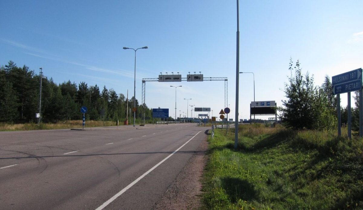 Vaalimaa's border checkpoint along the European route E18 on the Finnish side in Virolahti                             