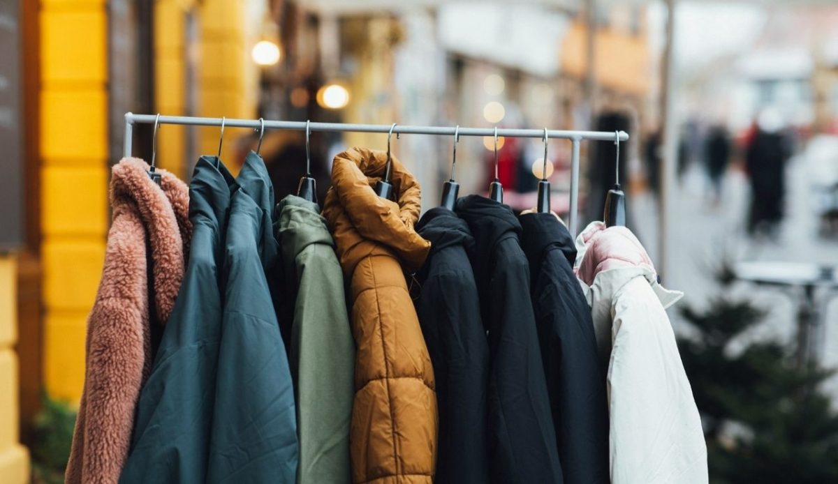 cloths hanging on hanger                          