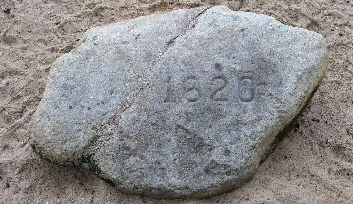 Plymouth Rock in Plymouth, Massachusetts,USA                                               