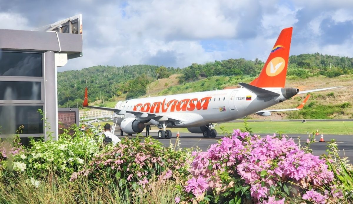 A Conviasa Embraer E190AR at the Douglas Charles Airport, Dominica                                  