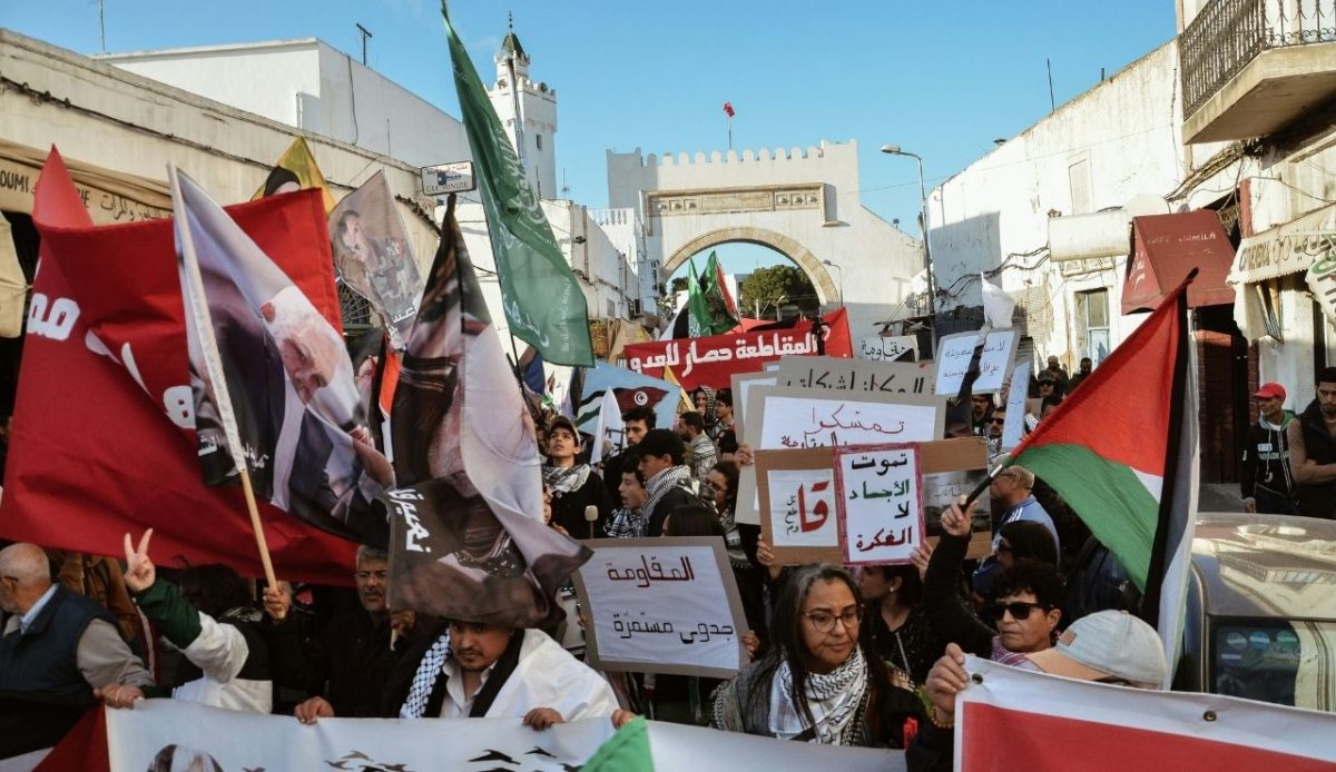 A rally is held in the Tunisian capital to protest against the Israeli war on Gaza and the ongoing Israeli attacks in Lebanon                          