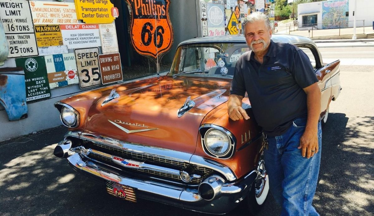 Albuquerque, NM, United States  Classic Car Enthusiast with Vintage Chevrolet on Route 66                                  