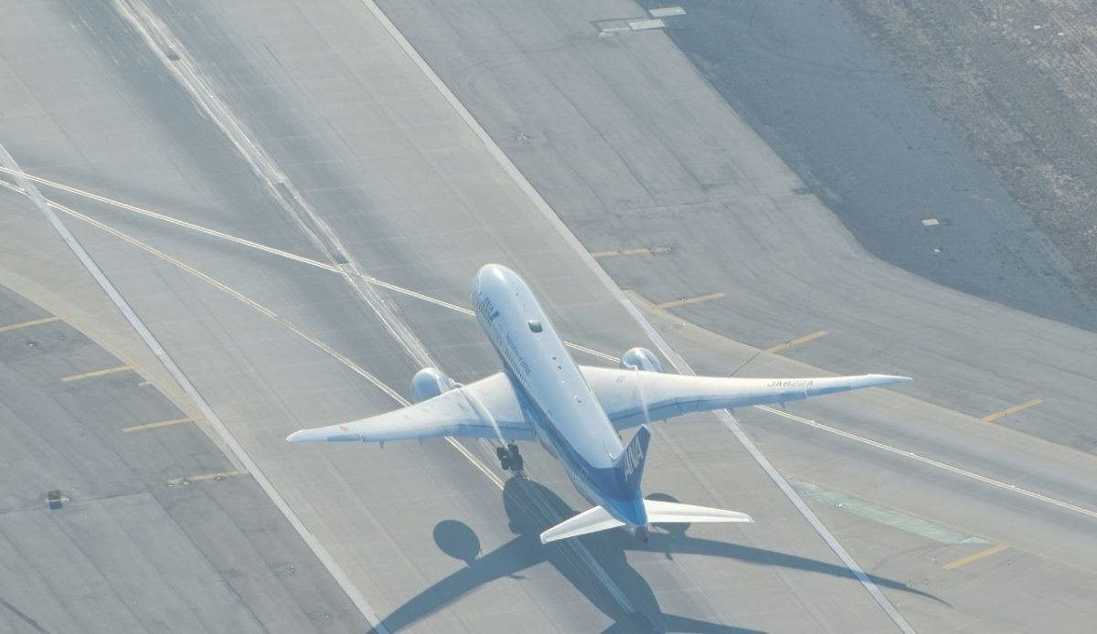 All Nippon Airways (ANA) 787 Departing Los Angeles  Los Angeles International Airport (LAX), World Way, Los Angeles, CA, USA                        
