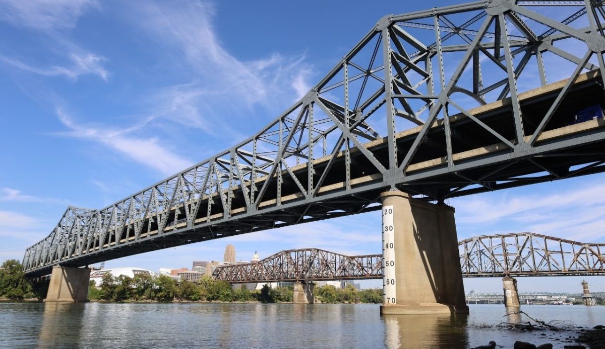 Brent Spence Bridge over the Ohio River between Cincinnati, Ohio and Covington, Kentucky                                       
