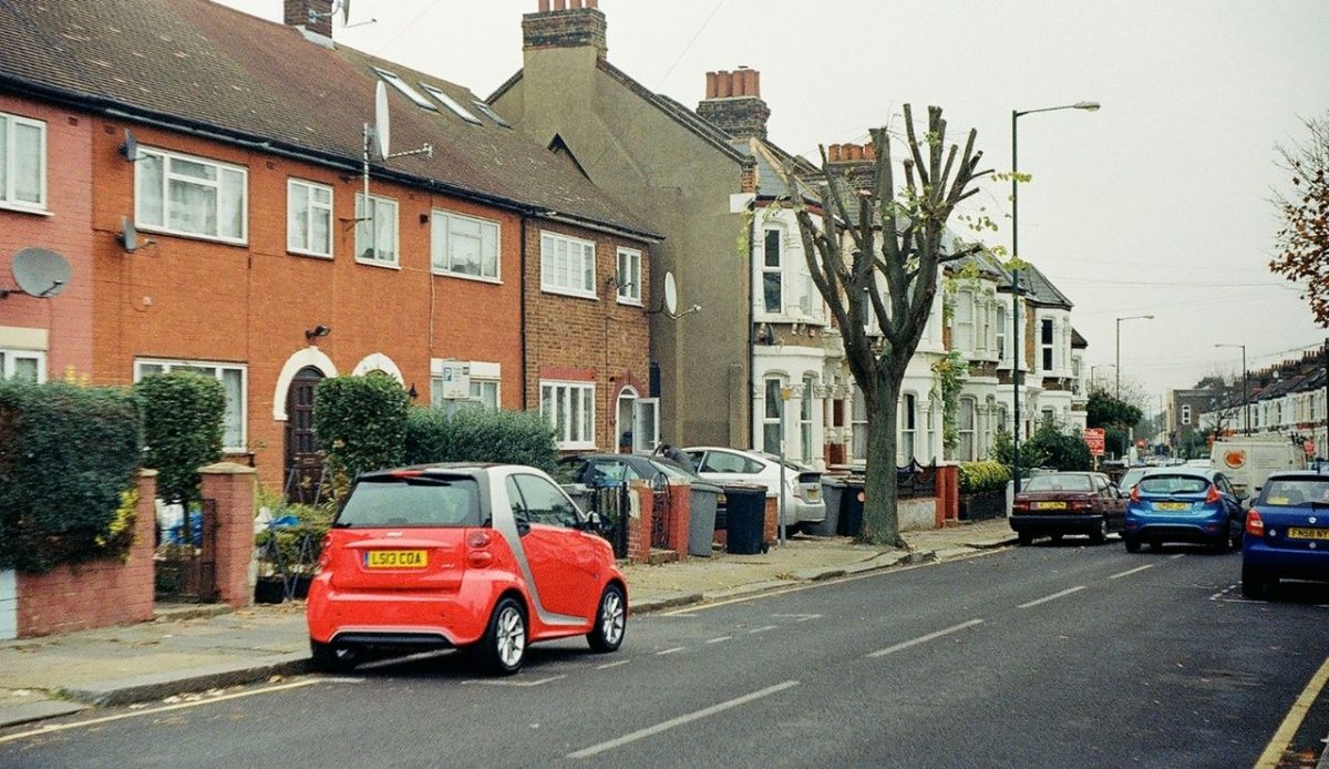Car is parked at London, UK                            
