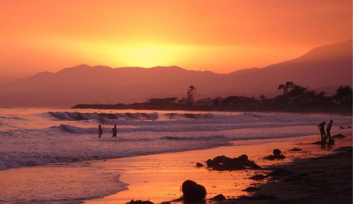 Carpinteria sunset — in Santa Barbara County, Southern California.                                  