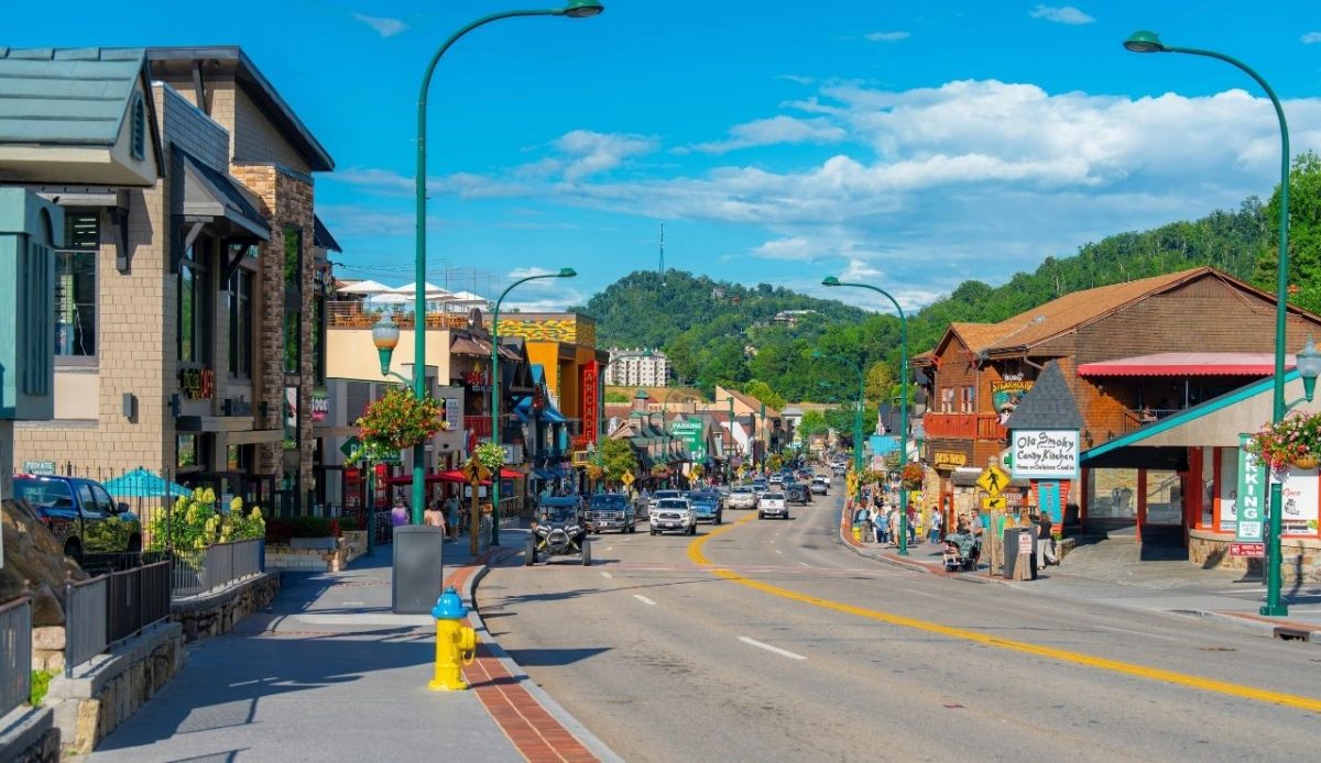 Charming Main Street in Gatlinburg, Tennessee, United States                