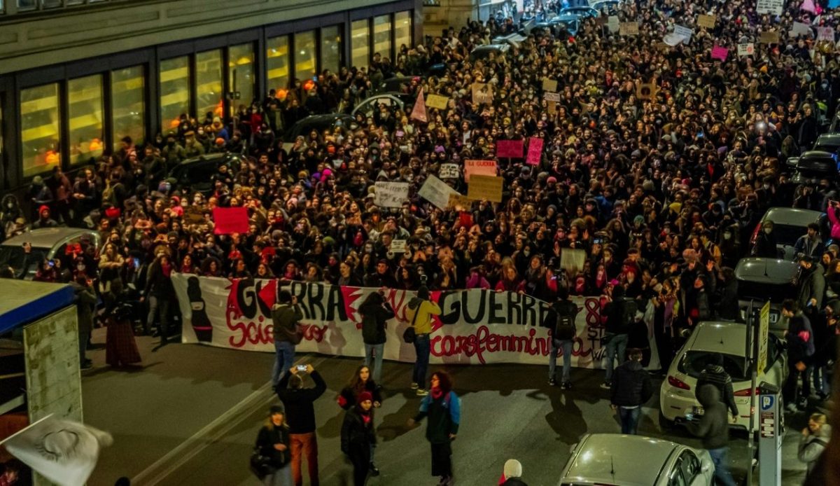 Italy  Crowd of People Protesting                                 