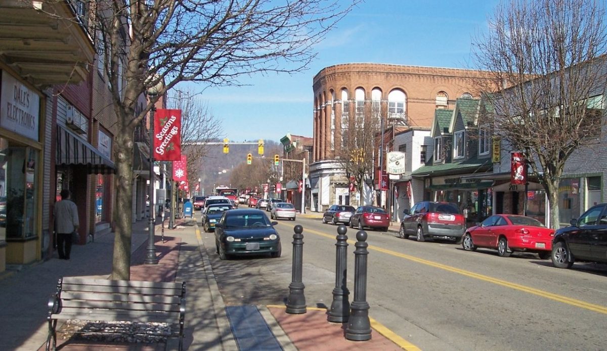 Jefferson Avenue in downtown, Moundsville, West Virginia                           