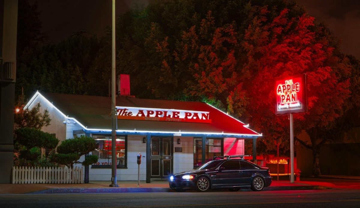 Los Angeles, United States  Local Restaurant with a Neon Sign Illuminated at Night                                   
