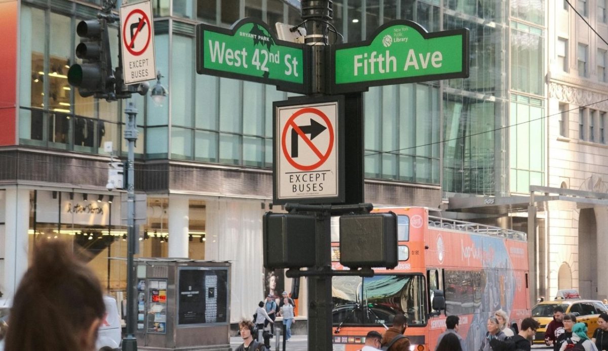 New York City, New York, USA  New York City Fifth Avenue Street and West 42street Signs                               