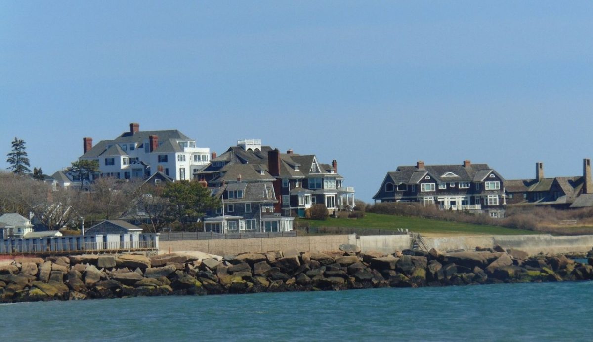 Oceanfront homes along Watch Hill in Westerly, Rhode Island 