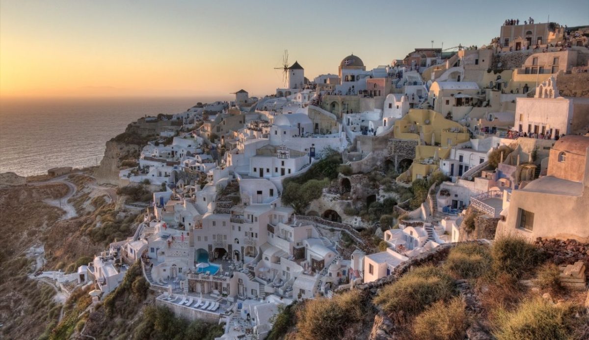 Oia Sunset In Santorini, Greece                                    