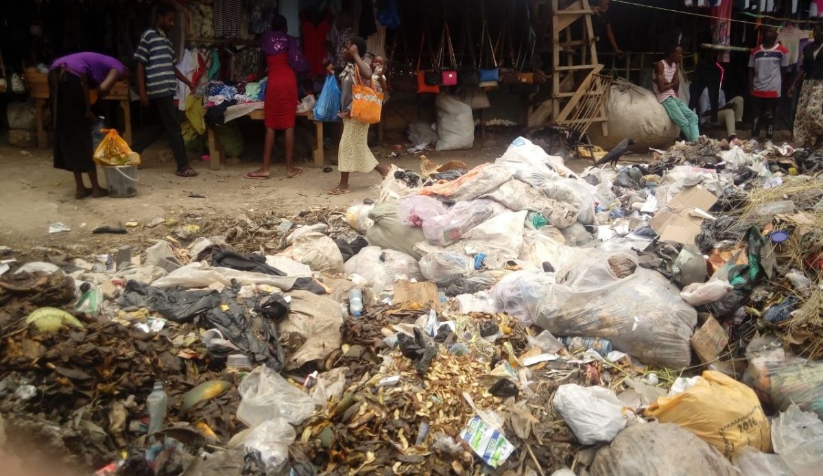 One of the streets in Bombolulu Town, Mombasa, Kenya, East Africa                                