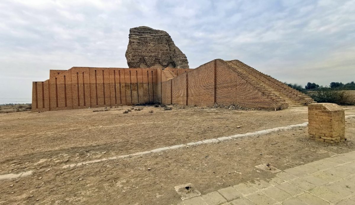 The Kassite era ziggurat at Aqar-Quf (Dur-Kurigalzu), western Baghdad, Iraq. December 29, 2021.                                           
