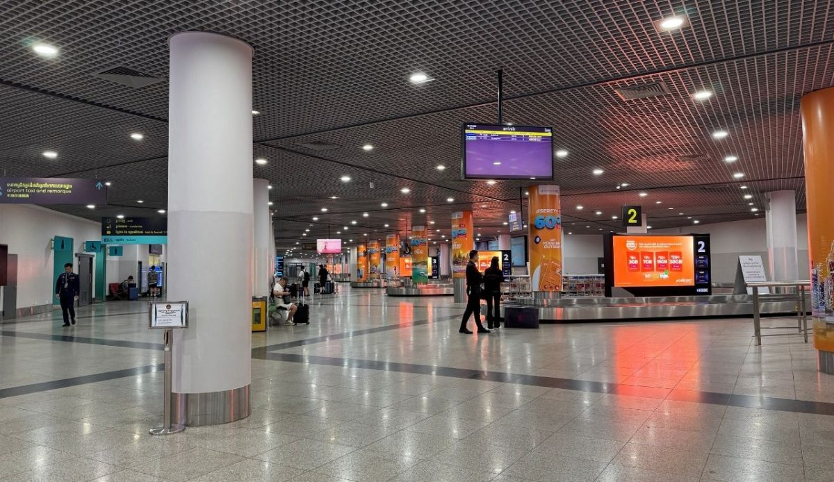 The baggage reclaim area of Phnom Penh International Airport                                  